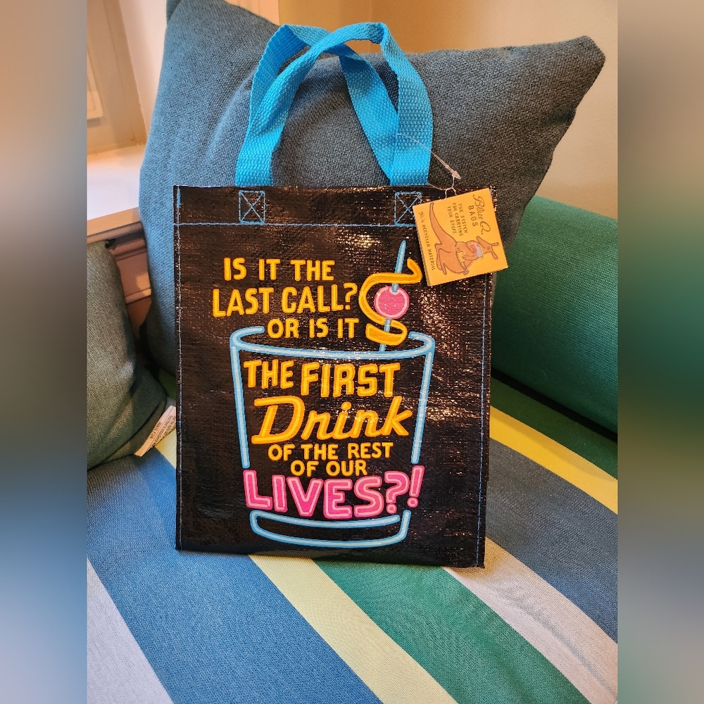 Eco-friendly Reusable Small Fun Hand Tote Bag - Black & Neon Blue, Pink, Yellow